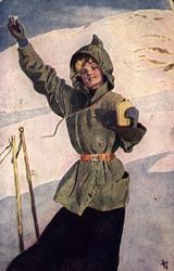 Postkort. Jule- og nyttårshilsen. Vintermotiv. Fjell. Skålen