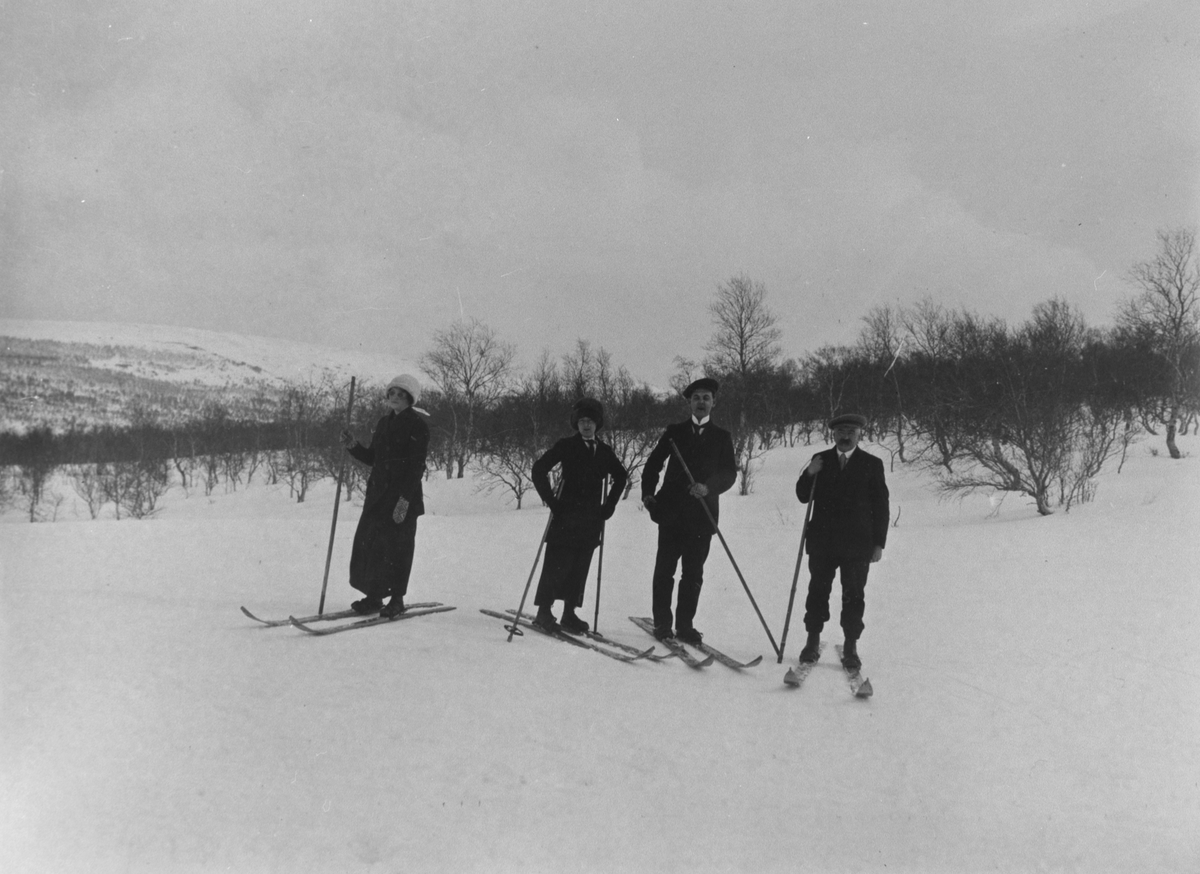 Fire personer på skitur