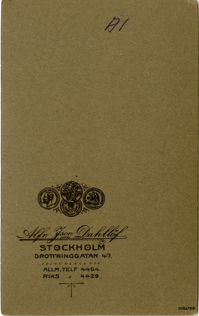 Porträtt av Gustaf Torbjörn Lindblom, reservlöjtnant vid Svea artilleriregemente A 1.