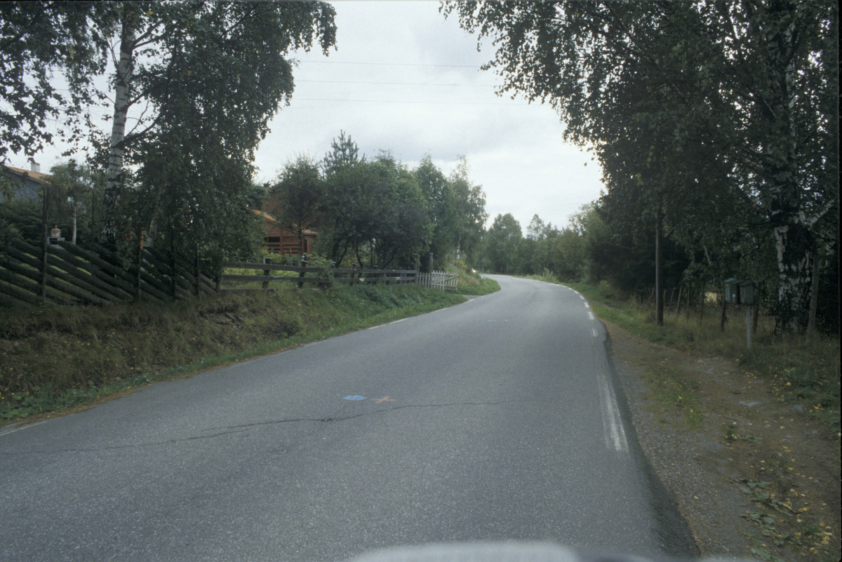 Lillehammer, Nordre Ål, Kringsjåvegen, løvskog, postkasser og bygninger.