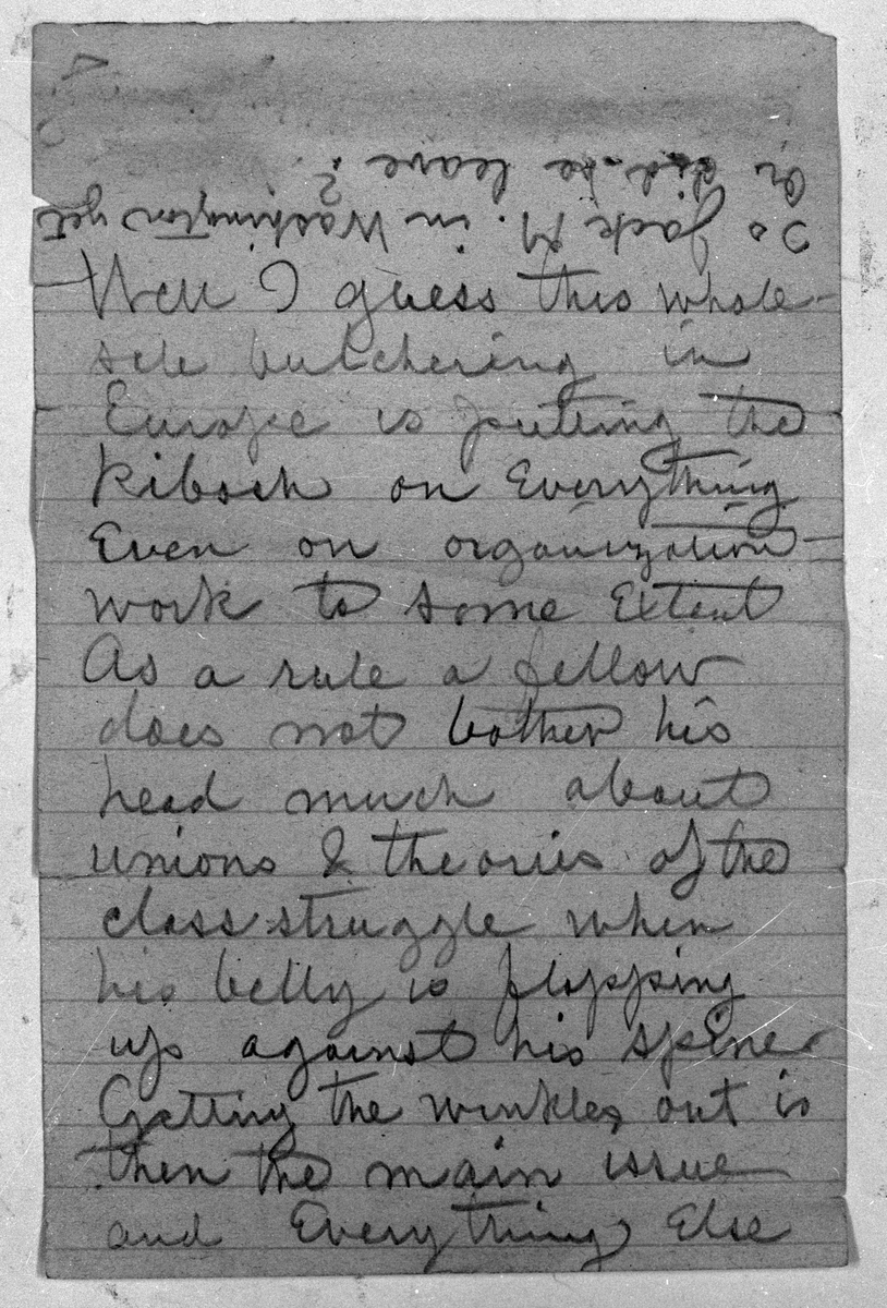 Reprofoto av brev som Joe Hill (Joel Hägglund) skrivit, 30 september 1915.