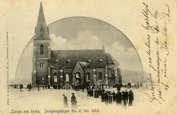 Enligt Bengt Lundins noteringar: "Ljungs nya kyrka. Invigningsdagen den 12 dec 1902.".