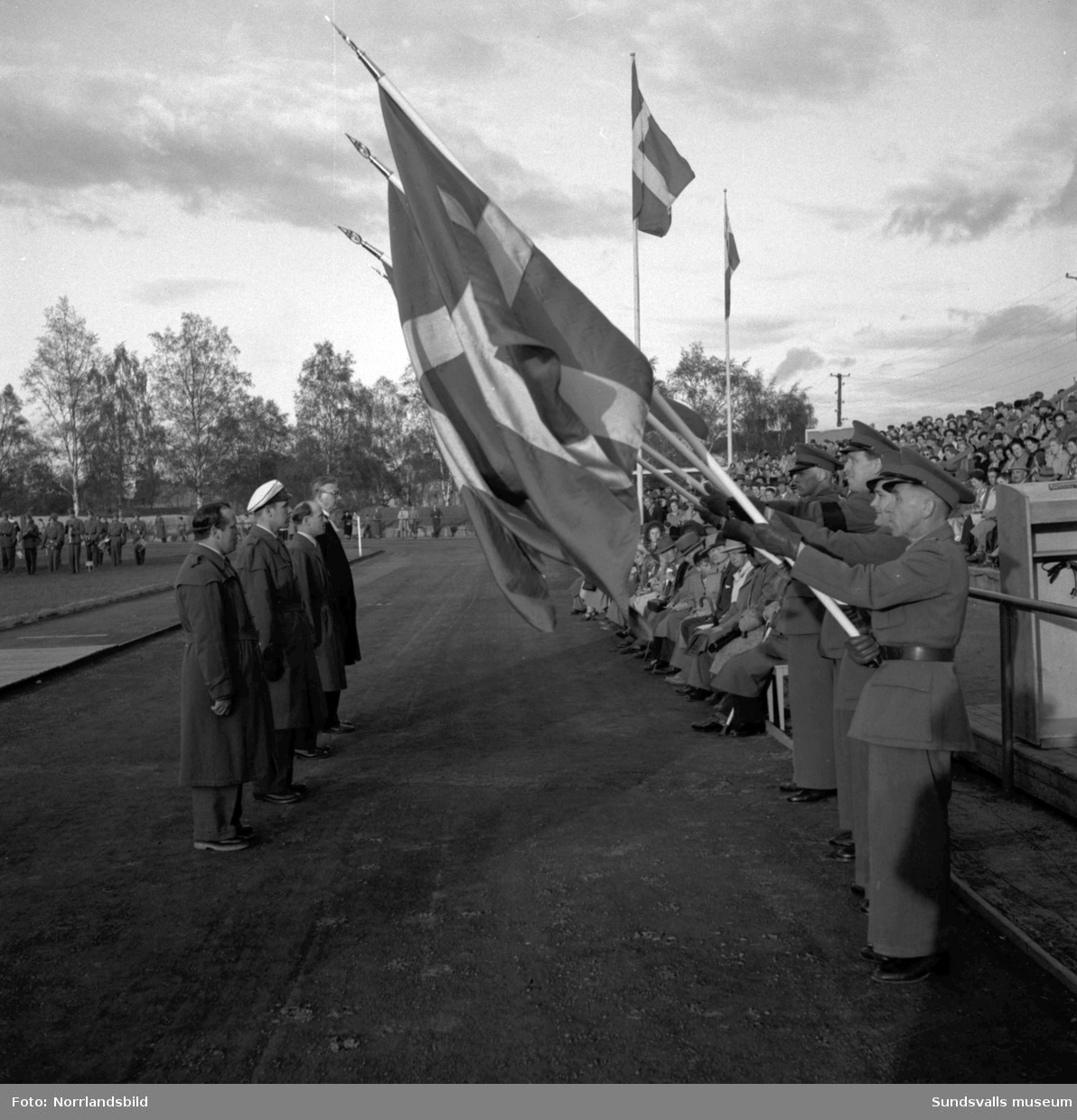 Svenska flaggans dag 1951 med aktiviteter i Idrottsparken.