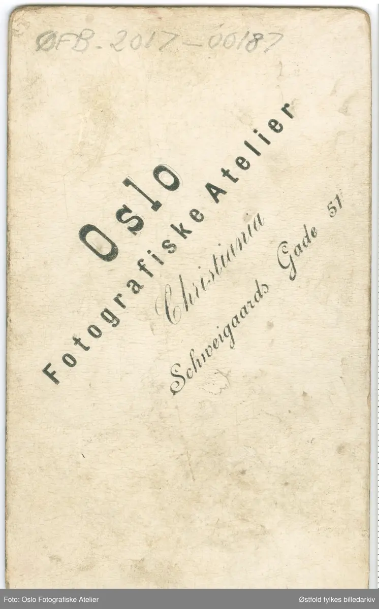 Portrett av ukjent kvinne, visittkort, ca. 1893- 1915.