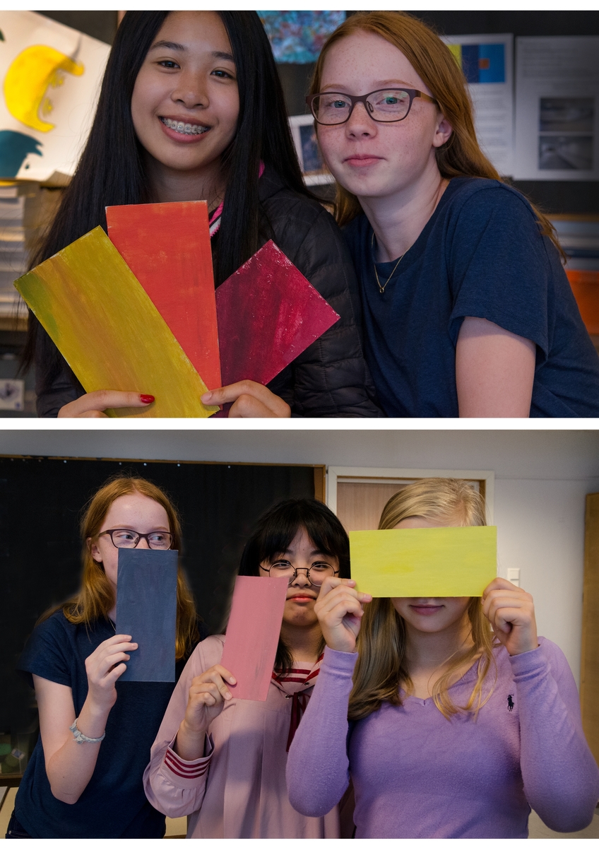 Moi og Salamah skapte et temporært kunstprosjekt sammen med elever i en valgfagsklasse på Ski ungdomsskole. Gjennom de neste ukene skal de se på fargene i byen og landskapet. Kunstnerne ønsket å invitere en gruppe elever til å undersøke Ski gjennom farger. Målet er at de vil se sin hjemby med nye øyne og at vi sammen kan skape nye fortellinger om Ski. Moi inviterte også kunstnar og forfattar Geir Yttervik til å undervise elevane i Josef Albers’ fargelære.