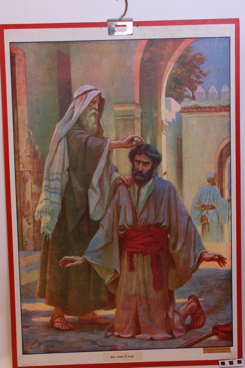 Foran: " Lovgivingen paa Sinai" og bak: "Saul salves til konge"