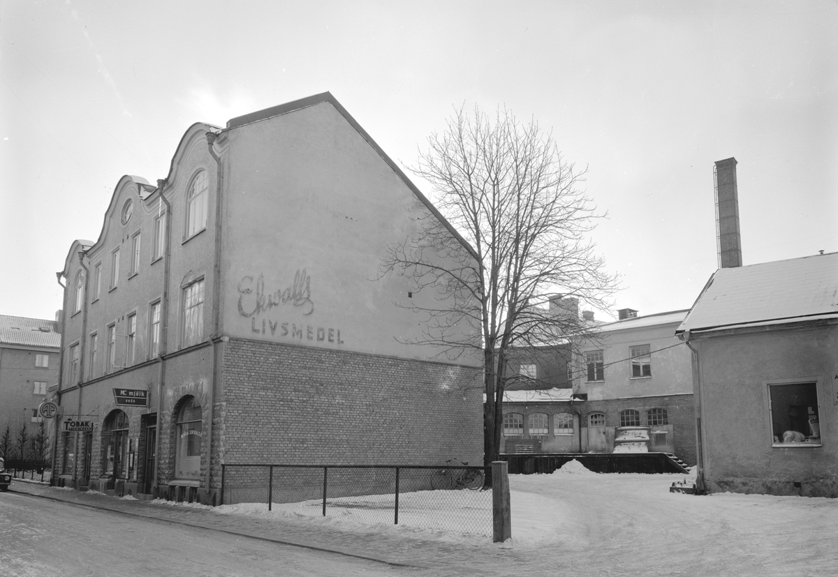 Vy mot Östergötlands Andelsslakterisförenings huvudkontor i Linköping. Året är 1954.