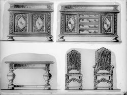 Tegninger av møbler for Møbelkompaniet A/S