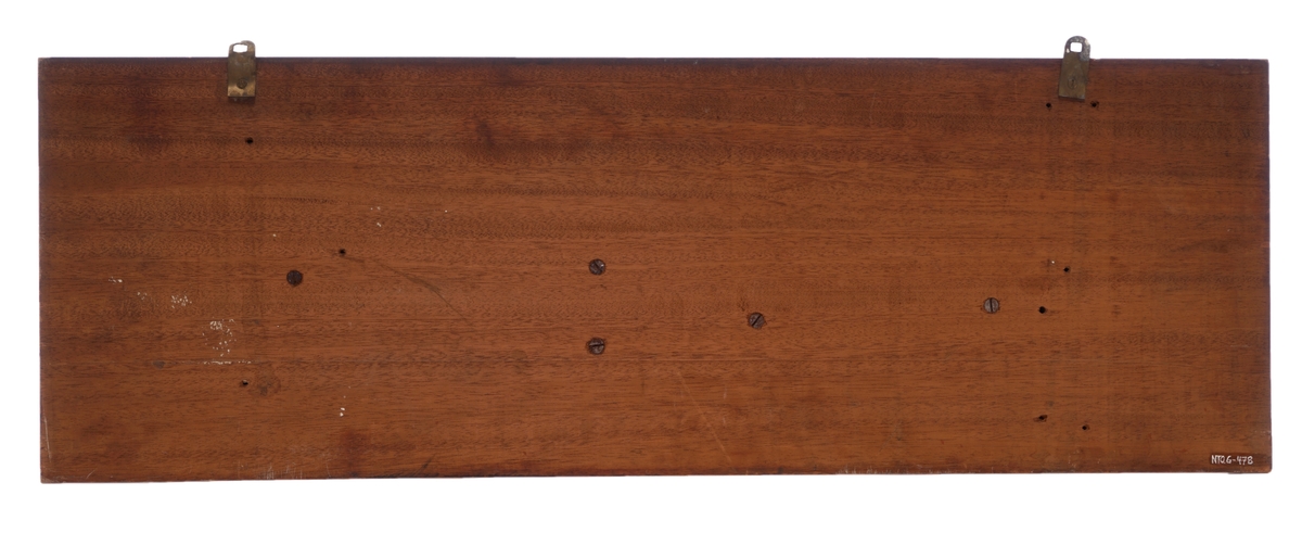 Halvmodell av tollkrysser, utført i mahogny. Montert på en mahogny - plate.