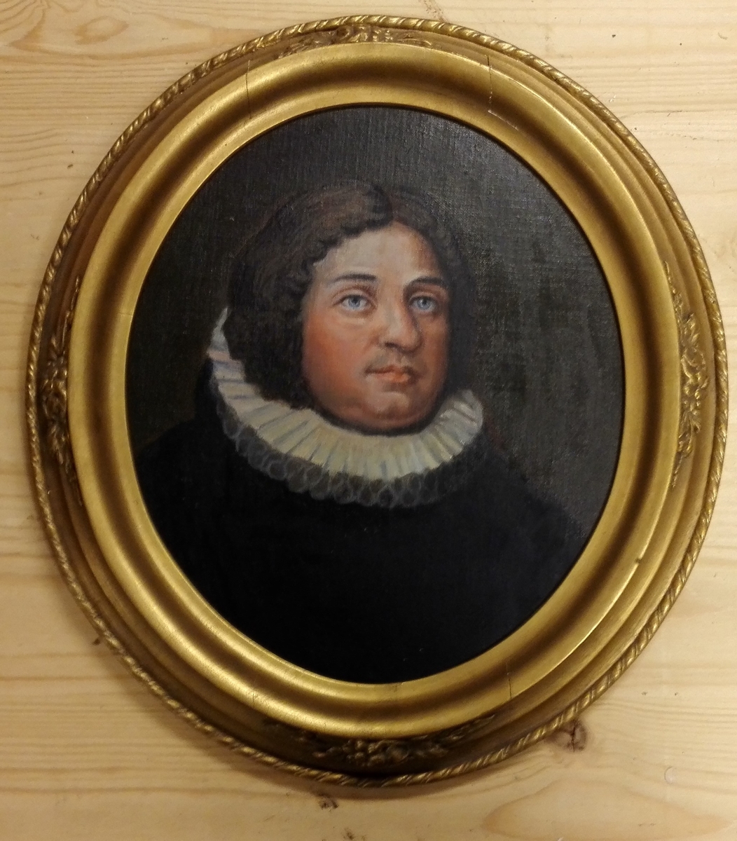 Måleriet er temmeleg sikkert kopi av eit gamalt portrett av Anders Jonasson Daae (1680-1763) frå Trondheim, busett i Vik. Prest og jordeigar. Sokneprest i Vik frå 1708 til 1763, prost frå 1718.
Det har oval gullforgylt ramme.