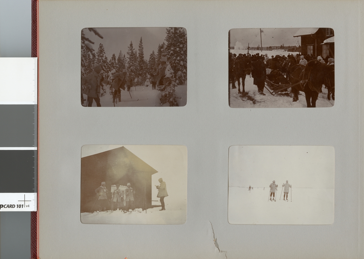 Smålands husarregemente K 4 på vinterövning i Norrbotten omkring 1910.