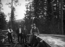 Befaring ved Follsjørenna i 1922.  Fotografiet viser fem men
