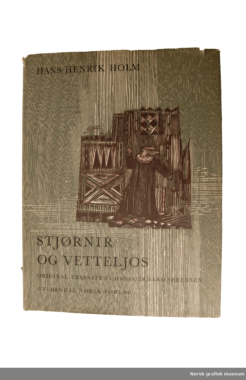 Boken Stjørnir og Vettiljos, av Hans Henrik Holm. Denne utgaven har tresnitt av Hans Gerhard Sørensen.