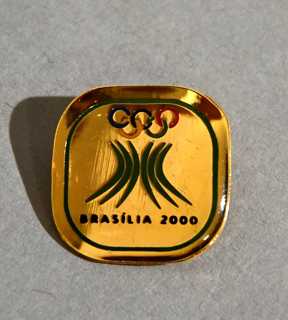 Pin med grønt symbol for søkerbyen Brasilia for sommer-OL i 2000.