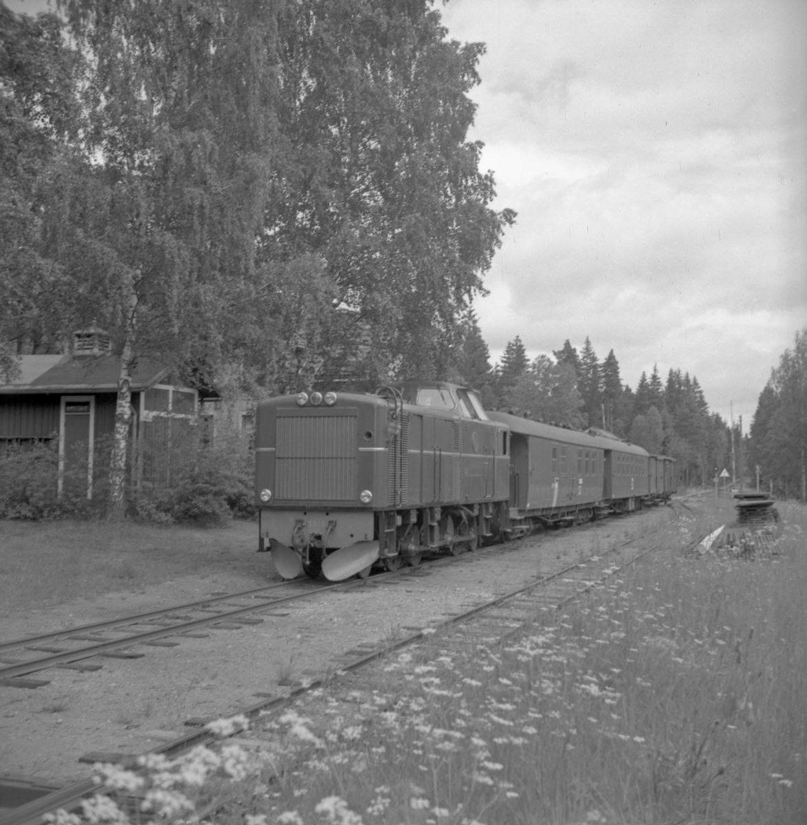 Statens Järnvägar, SJ Tp 3518 med tåg.