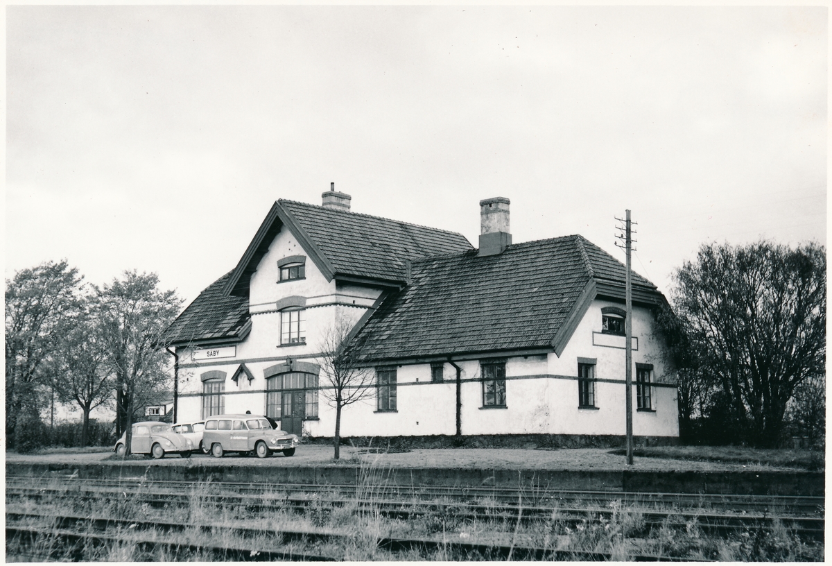 Säby station vid nedläggningen av bandel Billesholm- Landskrona 29/5-1960