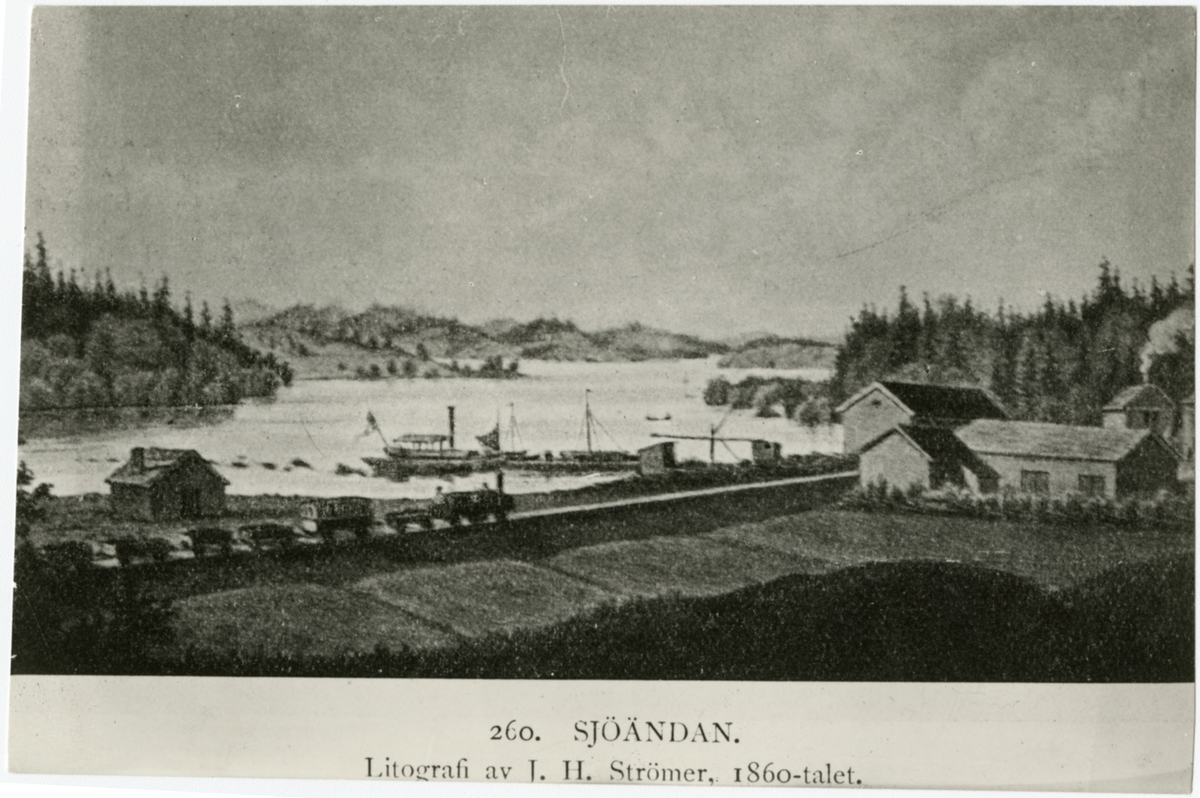 Sjöändans station på 1860 talet, Litografi av J.H. Strömmer.