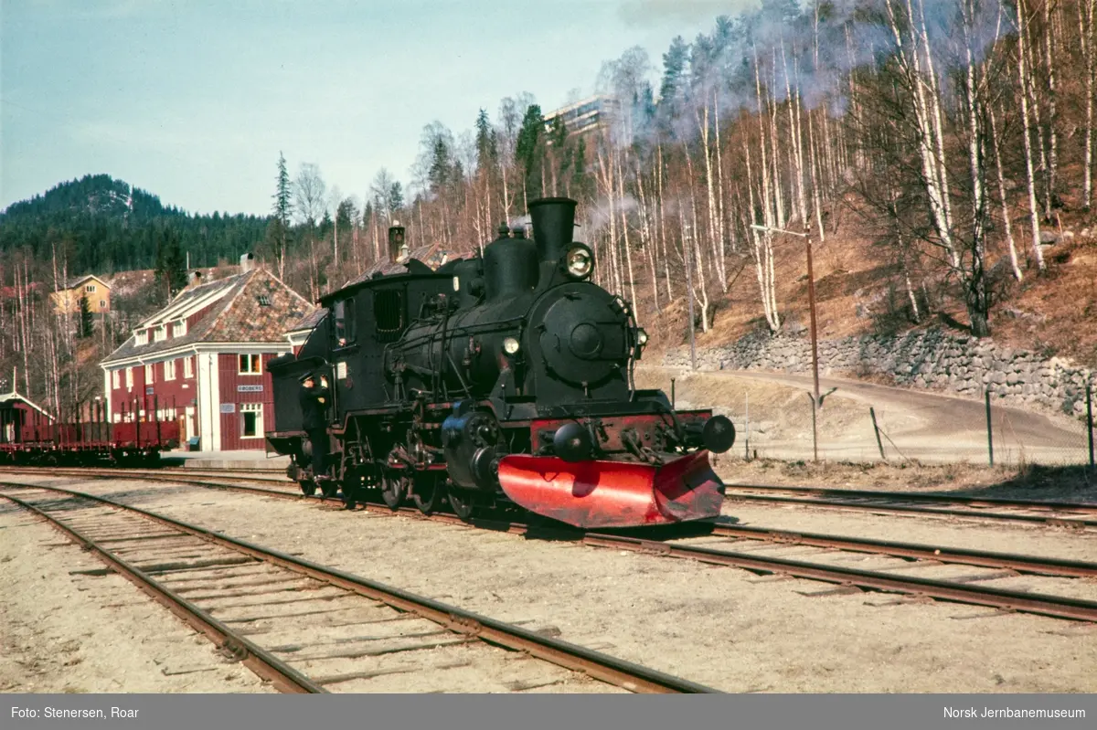 Damplokomotiv type 21b nr. 225 på Rødberg stasjon.