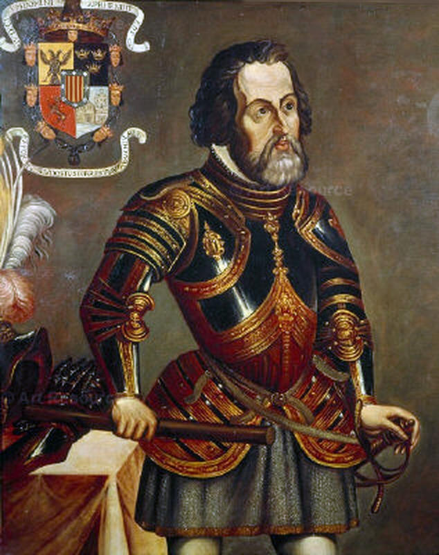 Hernando Cortez, en av de mange spanske conquistadorer. Av anonym (Wikimedia commons (Foto/Photo)