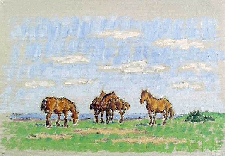 Hästar i landskap.