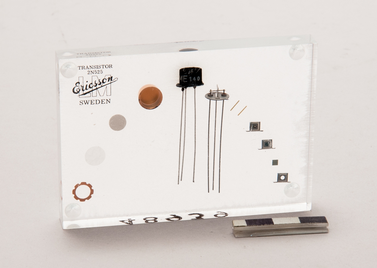 Plastingjuten transistor.
uppdelad i delar för demo.