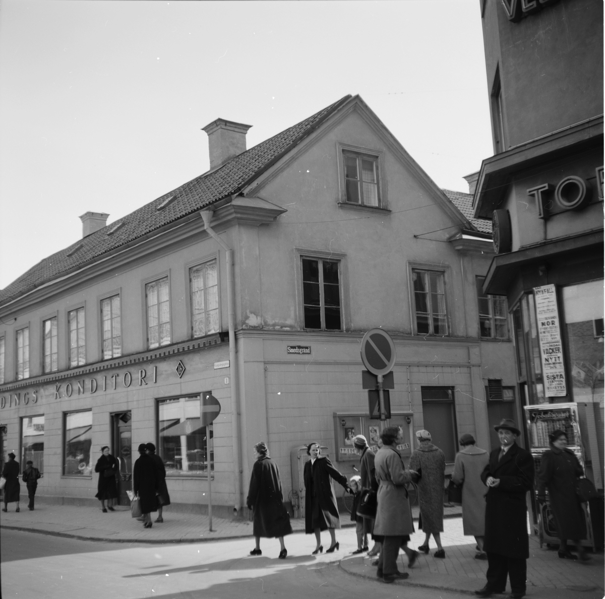 Landings konditori, Kungsängsgatan 3, kvarteret Duvan, Uppsala omkring 1960