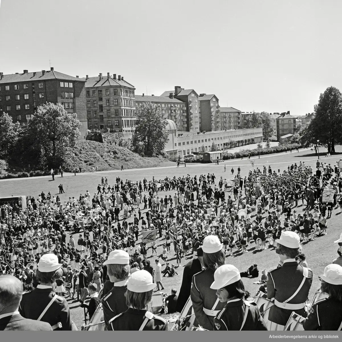 Sagene skoles musikkorps arrangerer musikkstevne i Ila-dalen. 11.06.1967.