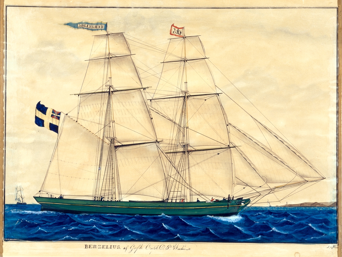Fartygstavla. Berzelius af Gefle. Capt. O. P. Wadin. Odaterad.