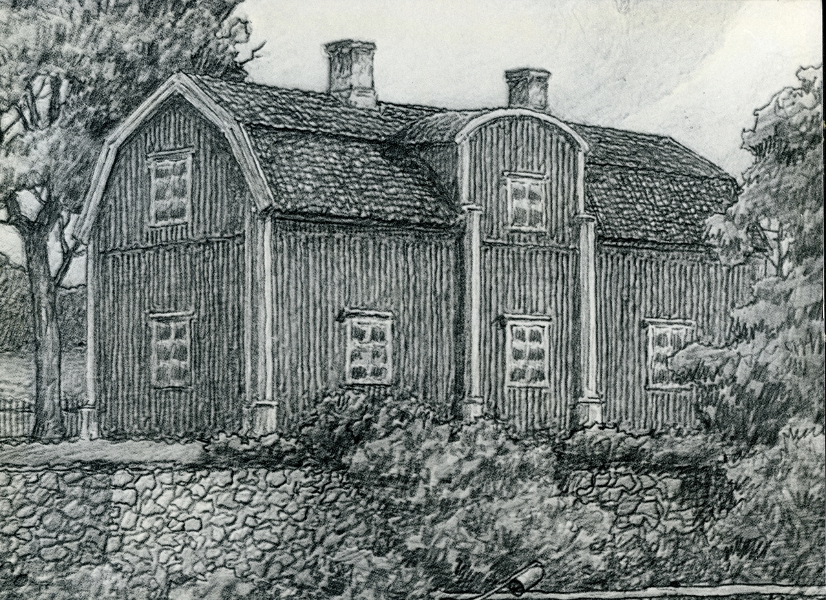 Norberg sn, Norberg.
Teckning av F. Boberg föreställande Gruvfogdebostaden i Kärrgruvan.