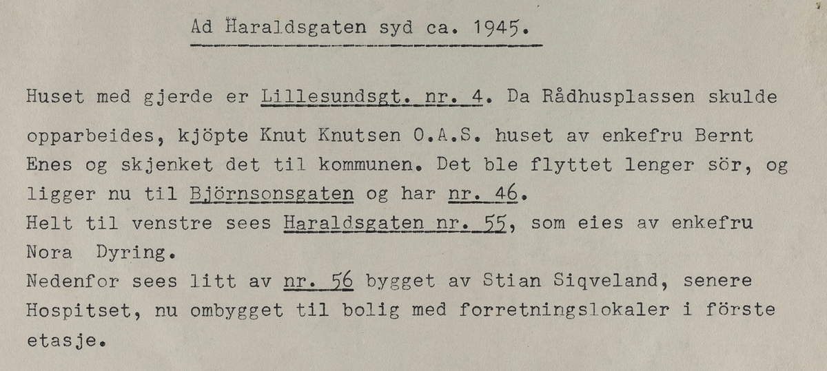 Ad Haraldsgata syd, ca. 1945.