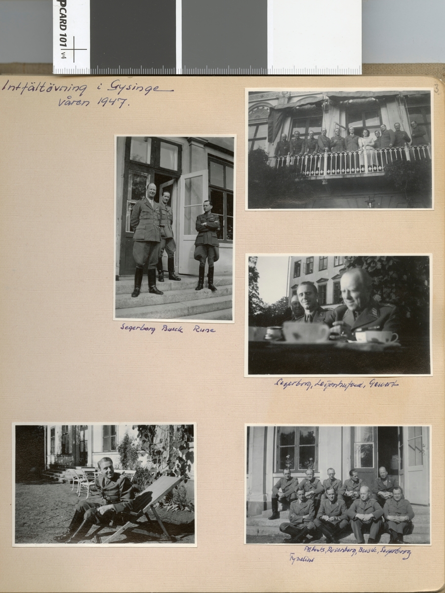 Text i fotoalbum: "Intfältövningar i Gysinge våren 1947".