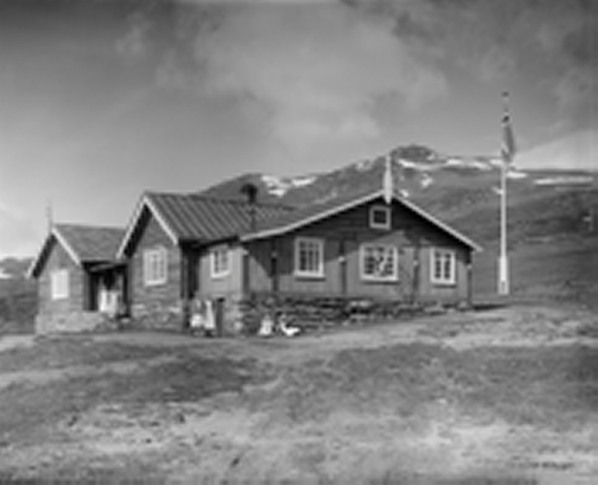 Sjodalen, Bessheim med folk ved huset - Maihaugen / DigitaltMuseum
