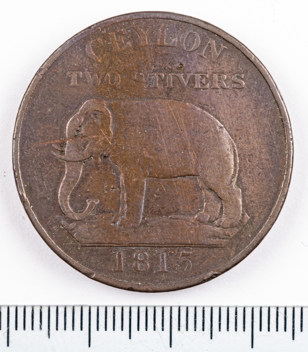 Mynt, Ceylon, 1815, 2 Stuiver.