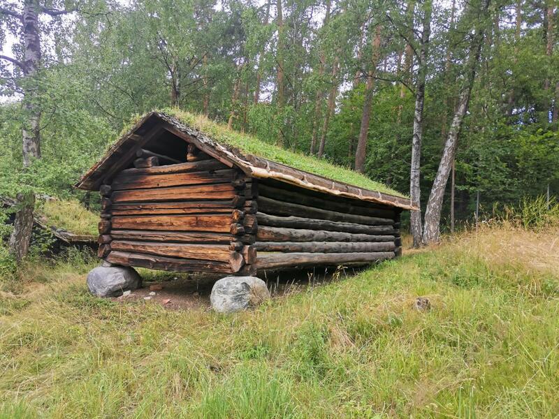 Laftet bu med gress på taket