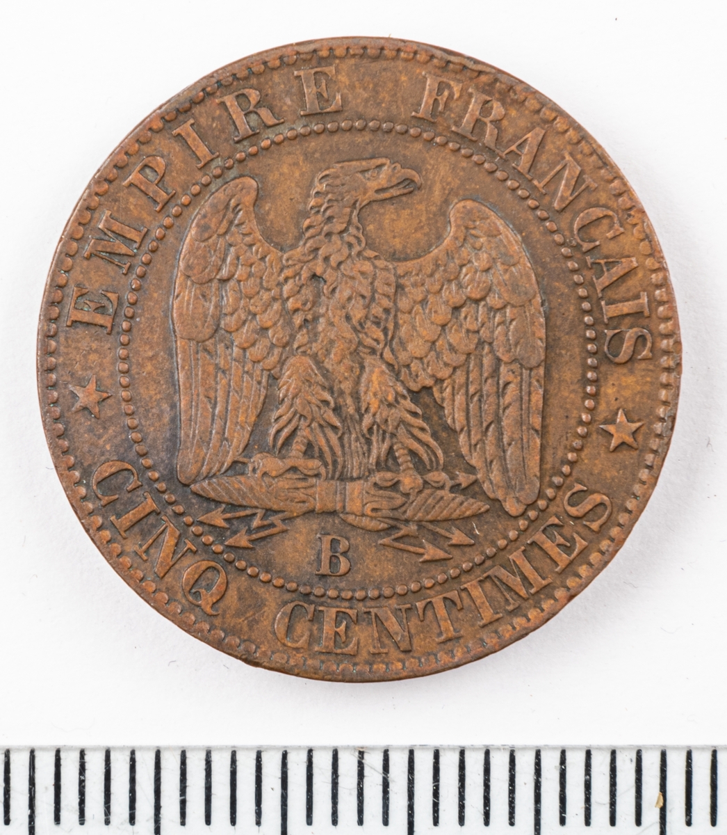 Mynt Frankrike 1854 5 Centime.