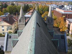 Renoveringsarbeten av tornfasader på Olaus Petri kyrka (Olau
