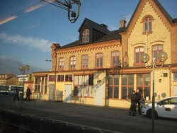 Utsikt fra tog. Borg. På veg til nordisk museumsmøte i Malmö