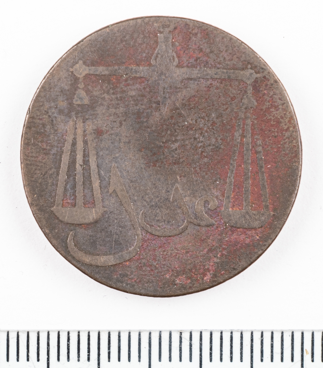 Mynt Indien 1791 15 Cash.