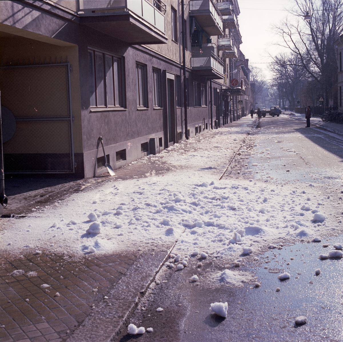 Snö på Trädgårdsgatan, Uppsala 1970