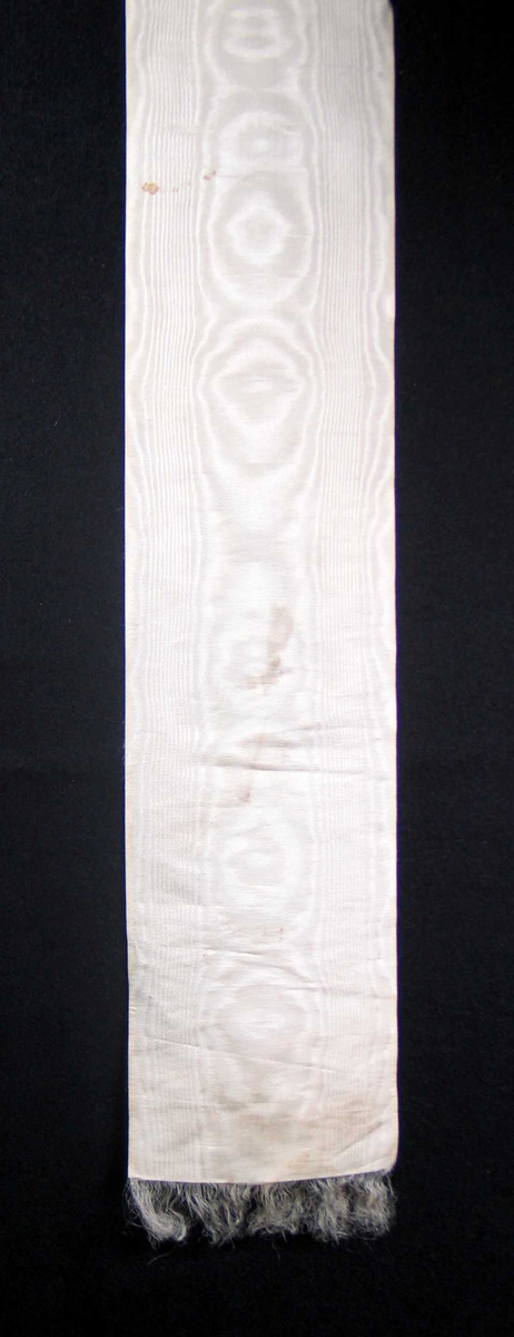 Begravelsessløyfe i hvit silke uten tekst.