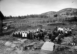 Kort: N. Fron. 7.8.1900. Brudefølget paa Toksen. Brudepar, b