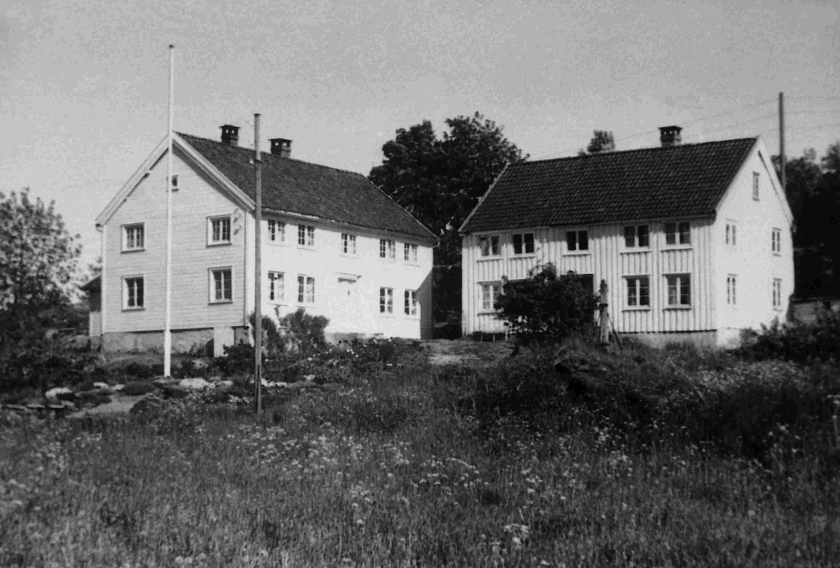 Nedre Høvåg

Huset til venstre er våningshuset i den gamle prestegården. Det blir i dag kalt Scottgården fordi Gabiriel Scott hadde guttedagene sine her, fra årsskiftet 1882/83 til den nye prestegården kom i 1886. Huset til høyre blei på den tida kalt Lensmannsgården (jf. Scotts bøker), men eldre Høvåg-folk vil huske den som Frøylandsgården etter familien som kjøpte den i 1901. Huset  blei revet i 1960 og bygd opp igjen som fritidsbolig ved Kjerkekilen, like ved Kjerkebrygga.