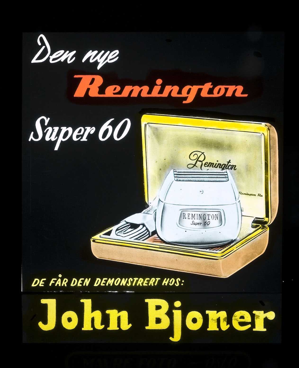 Kinoreklame fra Ski. Den nye Remington Super 60. Få den demonstrert hos John Bjoner