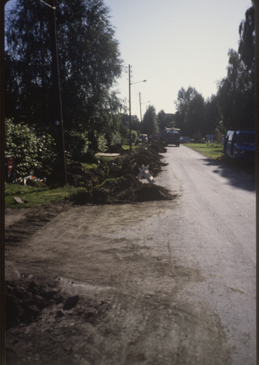 Gravearbeid i gate i Lillestrøm.