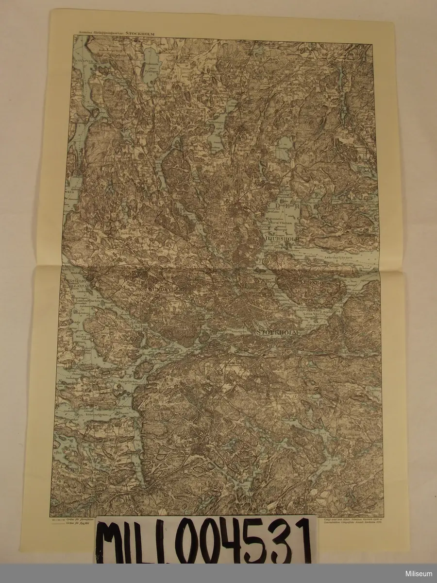 Karta, Arméns förläggningsorter: Stockholm. Skala 1:100000.