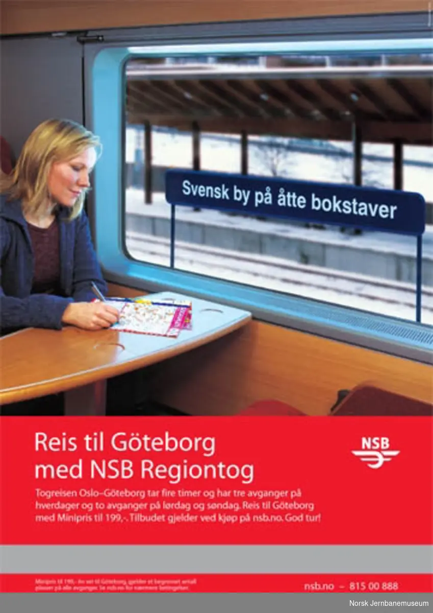 Reklameplakat : Reis til Göteborg med NSB Regiontog