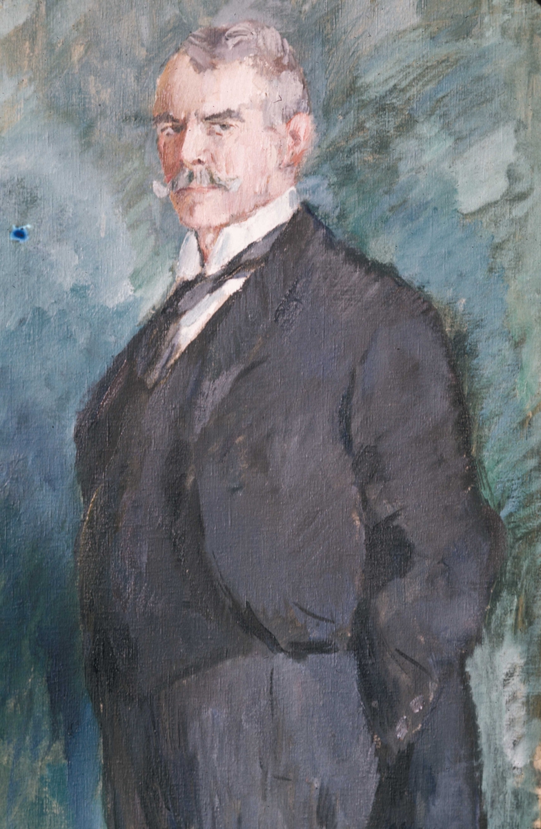 Portrettmaleri.Henrik Lunds, elev av Harriet Backer, maleri av Godseier Schulz. Schulz var bosatt på Egge gård ved Steinkjer i Nord-Trøndelag.