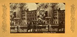 Stereoskopi. Plass med fontene, Bowling Green, New York, USA