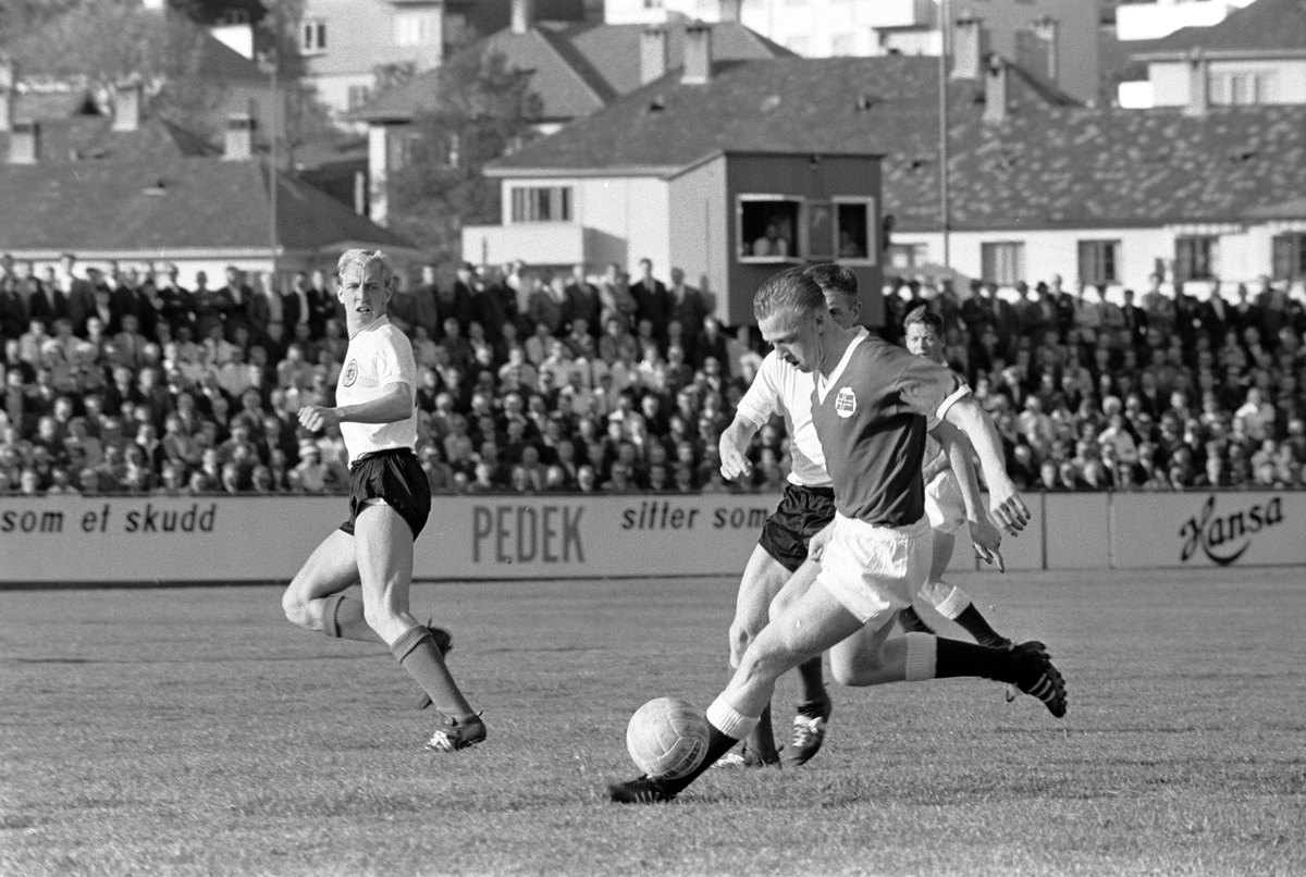 Serie. Landskamp i fotball mellom Norge - Skottland. Fotografert juni 1963.