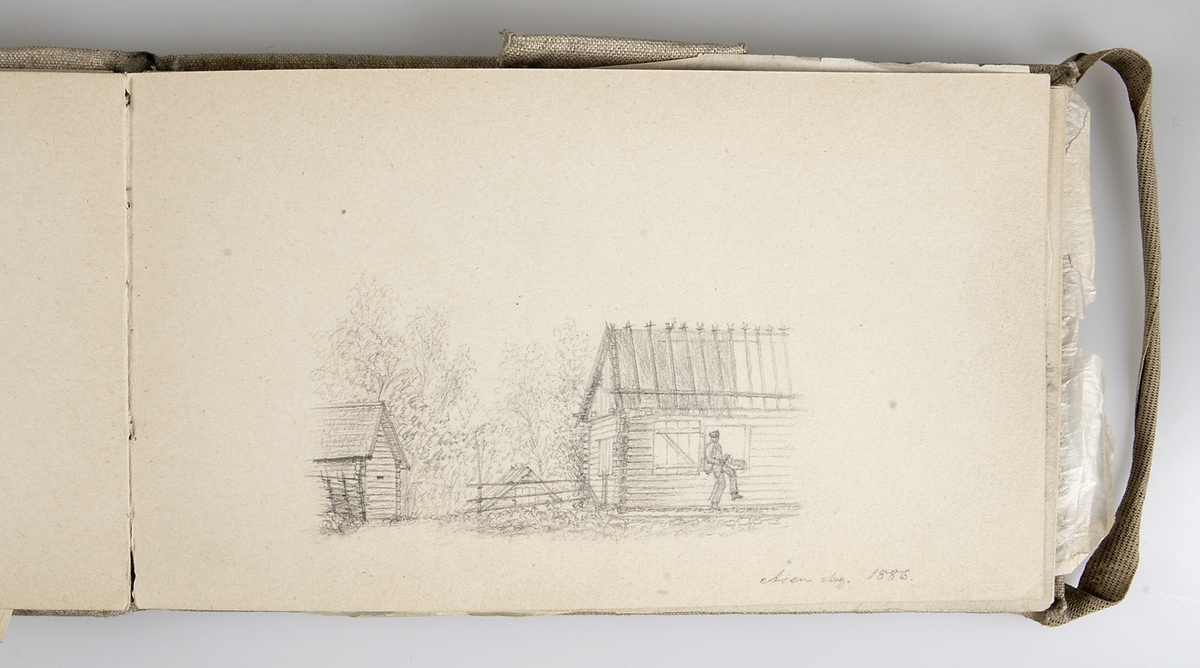Skisser från Visby, Umeå, kyrkan i Husby-Sjutolft, Uppland, Södermanland, 1800-tal